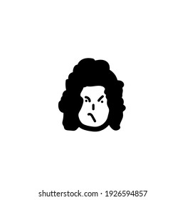 Aggressive Cartoon With Angry Expression. Vector Illustration Isolated On White Background