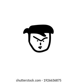 Aggressive Cartoon With Angry Expression. Vector Illustration Isolated On White Background