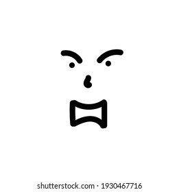 Aggressive Cartoon With Angry Expression. Vector Illustration Isolated On White Background