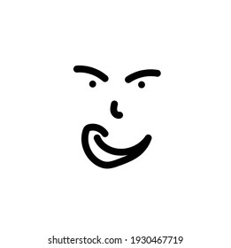 Aggressive Cartoon With Angry Expression. Vector Illustration Isolated On White Background