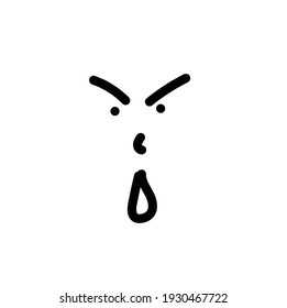 Aggressive Cartoon With Angry Expression. Vector Illustration Isolated On White Background