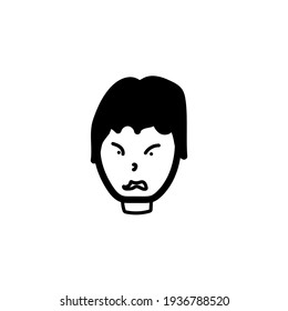 Aggressive Cartoon With Angry Expression. Vector Illustration Isolated On White Background