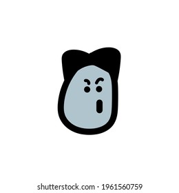 Caricatura Agresiva Con Expresión Enojada. Ilustración Del Vector Aislada En Fondo Blanco