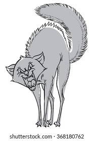 aggressive cartoon cat hisses