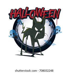 Aggressive cat. halloween concept - vector illustration 
