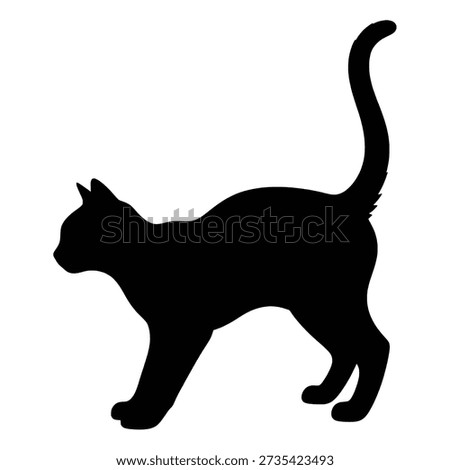 Aggressive Cat Raise Tail Black Silhouette