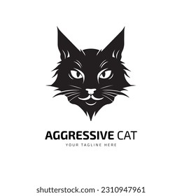 Plantilla vectorial de diseño de silueta de gatos agresivos