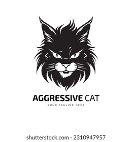 Silueta agresiva del logotipo del vector del gato