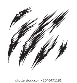 Garra agressiva arranha design grunge preto isolado no fundo branco, selvagem animal ataque marca gráfico para tatuagem, cartaz de horror, t-shirt, arte de rua edgy, fantasia combate símbolo, textura dramática