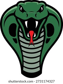 Aggressive Cobra Head with Fangs Vector Graphics Isolated on White Background for Apparel and T-shirt Design