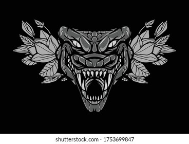 Aggressive demon beast head in colorful style vector illustration