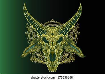 Aggressive demon beast head in colorful style vector illustration