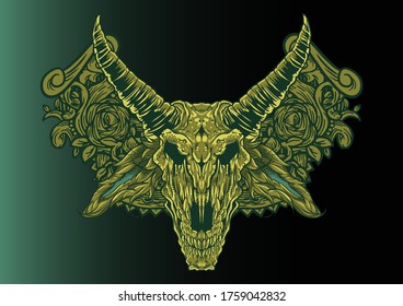 Aggressive demon beast head in colorful style vector illustration