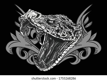 Aggressive demon beast head in monochromatic style vector illustration