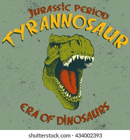Aggressive dinosaur head.Typography design for t-shirts.Vector illustration
