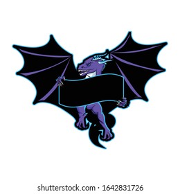 Aggressive Dragon holding Blank Board which available to customize 