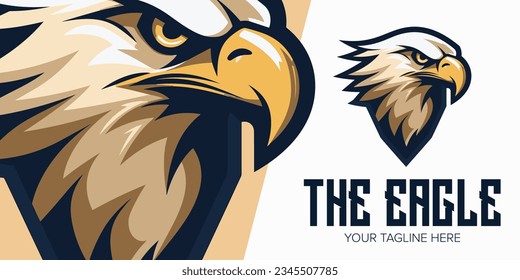 Aggressive Eagle Emblem: Cutting-edge Mascot Logo, Vector Artwork for Sporty Apparel, Team Badges