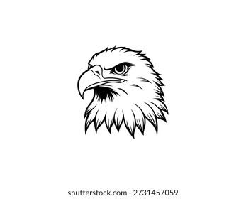 Símbolo agresivo de la cabeza del águila, poderoso emblema del pájaro depredador, naturaleza salvaje, ilustración del concepto de libertad.