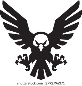 Aggressive eagle with outstretched wings and sharp talons emblem.
