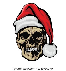 aggressive emblem with christmas skull, grunge vintage design t shirts