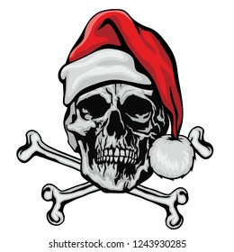 aggressive emblem with christmas skull, grunge vintage design t shirts