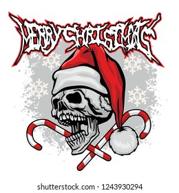 aggressive emblem with christmas skull, grunge vintage design t shirts