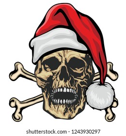 aggressive emblem with christmas skull, grunge vintage design t shirts