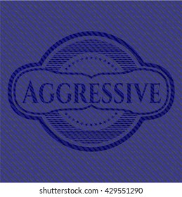 Aggressive emblem with denim texture