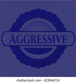 Aggressive emblem with jean background