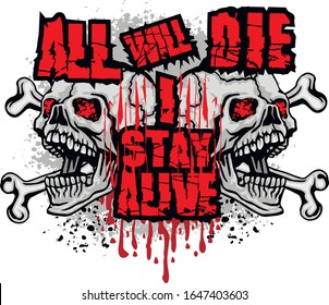 aggressive emblem with skull and bones, grunge vintage design t shirts
