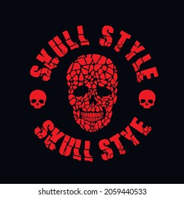 aggressive emblem with skull and bones,grunge vintage design t shirts
