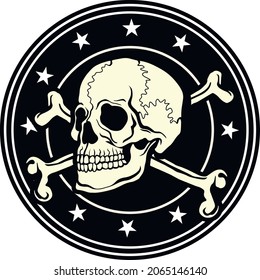 aggressive emblem with skull and bones,grunge vintage design t shirts