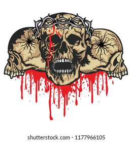 aggressive emblem with skull, grunge vintage design t shirts