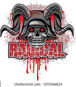 aggressive emblem with skull,, grunge vintage design t shirts