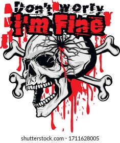 
aggressive emblem with skull, grunge vintage design t shirts