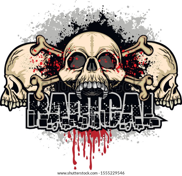 Aggressive Emblem Skull Grunge Vintage Design Stock Vector (Royalty ...