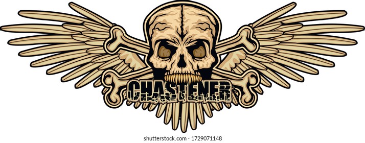 aggressive emblem with with skull and predator teeth, design t shirts