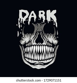 aggressive emblem with with skull and predator teeth, design t shirts