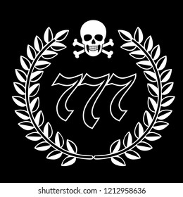 Aggressive emblem with skull and wreath, grunge vintage design t shirts