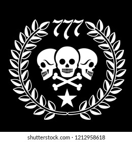 
aggressive emblem with skull and wreath,grunge vintage design t shirts