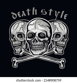 
aggressive emblem with skull,grunge vintage design t shirts