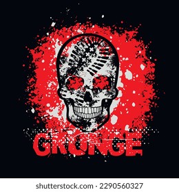 aggressive emblem with skull,grunge vintage design t shirts