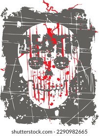 aggressive emblem with skull,grunge vintage design t shirts