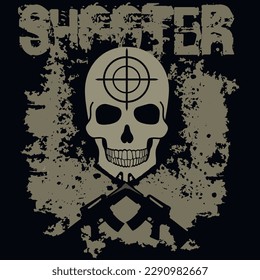 aggressive emblem with skull,grunge vintage design t shirts