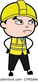 Aggressive Engineer Cartoon Vector Illustration