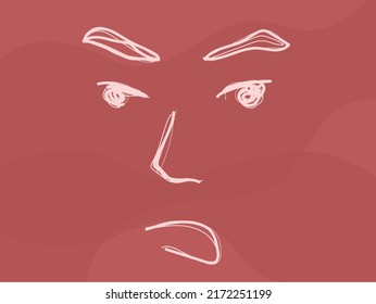 Aggressive Face with angry expression Vector Illustration
