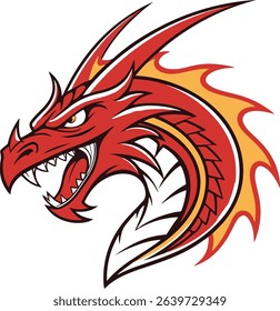 Aggressive flame-style dragon logo with red-orange tones and balanced symmetry, suitable for fantasy themes, branding identity, or character-based visuals