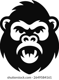 Aggressive Gorilla Ape Monkey Head Roaring Logo Icon