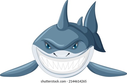 Aggressive great white shark cartoon illustration