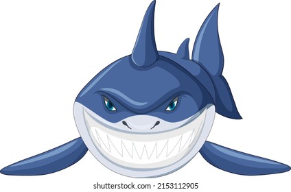 Aggressive great white shark cartoon illustration